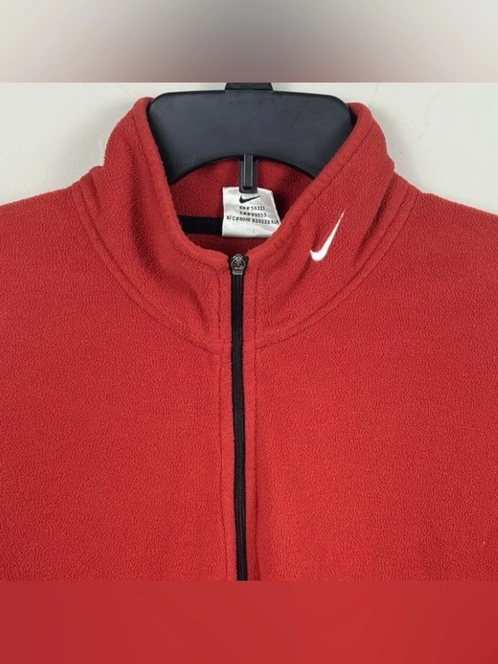 VTG 90’s Nike Fit 1/4 Zip Pullover Performance Fleece Red, Black Stretch Sides